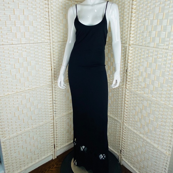 Mara Hoffman Scoop Neck Long Slip Maxi Dress w/Laser cut Accents, M. - Picture 1 of 4